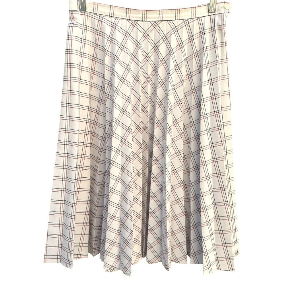 Joyce‎ Sportswear Vintage 70s Womens Pleated Plaid Retro Mod Full Midi Skirt M
